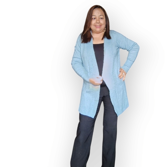 🎊3 FOR $10 RICKIS WOMENS BLUE SMALL CARDIGAN SWEATER - Picture 1 of 4